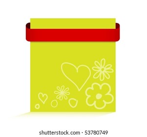 decorated sheet of paper with a ribbon