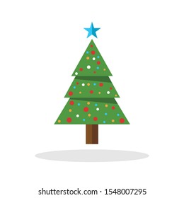 Decorated simple christmas tree with star on top of it. Vector Illustration EPS 10.