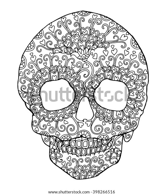 Decorated Skull Day Dead Marigold Flowers Stock Vector (Royalty Free ...