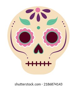decorated skull design over white