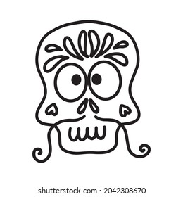 Decorated skull on a white background. Vector Illustration for Day of the Dead Design, Halloween