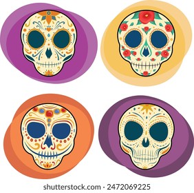 Decorated skulls for Day of the Dead Mexico