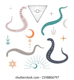 decorated snakes and astrology symbols