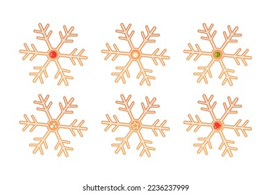 Decorated snowflake. Gingerbread cookie. Holiday symbol. Sweet bakery.