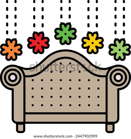 Decorated Sofa Couch for Newly Wedded Couple concept, Sitting Chair vector icon design, Arabic Muslim marriage Symbol, Islamic wedding customs Sign,asian matrimonial stock illustration