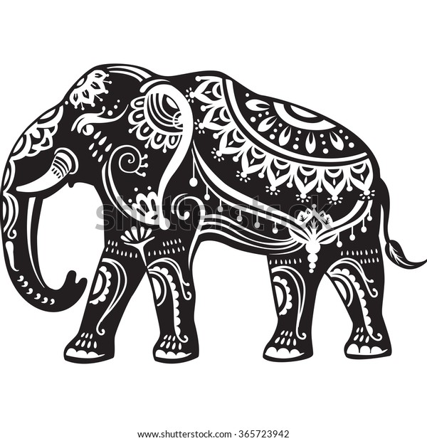 Decorated Stylized Elephant Stock Vector (Royalty Free) 365723942 ...