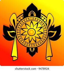decorated symbol in yellow background	