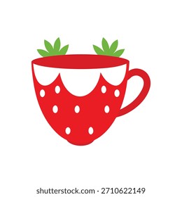 Una taza de té decorada con patrones de fresa