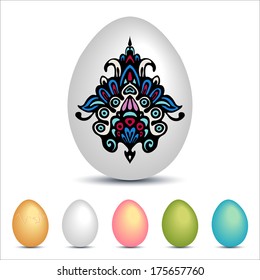 Decorated vector egg on white background se