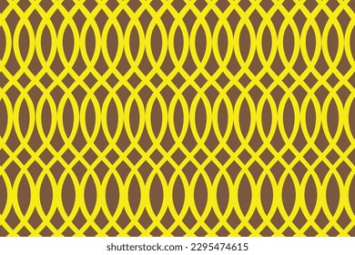 Decorated wall pattern: seamless yellow spiral on the brown background