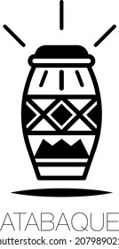 Decorated wooden drum called Atabaque, representing the religion of Umbanda and Candomblé. Vector illustration.