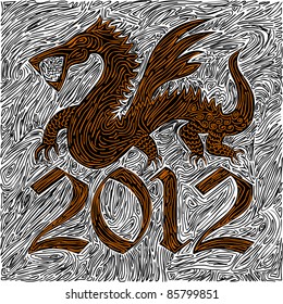 decorated year 2012 sign with dragon symbol