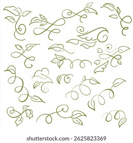 Decorati vevintage Vector, green flourish vector leaves