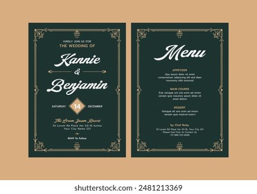 Tarjeta de invitación de Boda Plantilla decorativa