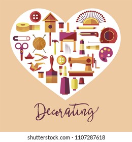 Decorating art and handicraft hobby vector poster