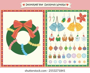 Decorating Christmas wreath game for kids