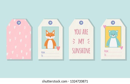 Decorating gifts tags for children with cute funny animals