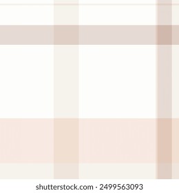 Decorating plaid fabric background, nobility texture pattern check. Periodic tartan vector seamless textile in white and linen colors palette.