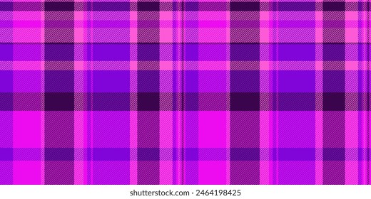Decorating textile pattern check, antique seamless vector tartan. Aesthetic plaid background texture fabric in bright and violet color.