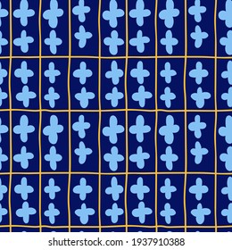 Decorating tile vector pattern in moroccan style. Oriental seamless pattern. Hand drawn seamless ornament tile. Blue colors.