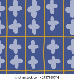 Decorating tile vector pattern in moroccan style. Oriental seamless pattern. Hand drawn seamless ornament tile. Blue colors.