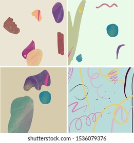 Decoration abstract background with color elements. Contemporary trendy modern textures with freehand minimal brush stroke and shapes