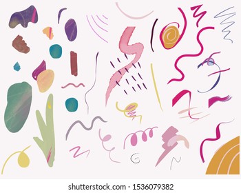 Decoration abstract background with color elements. Contemporary trendy modern textures with freehand minimal brush stroke and shapes