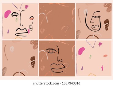 Decoration abstract background with color elements. Contemporary trendy modern textures with freehand minimal brush stroke and shapes
