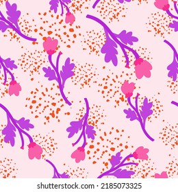 Decoration abstract flower seamless pattern. Botanical floral wallpaper. Creative plants endless ornament. Simple design for fabric, textile print, wrapping paper, cover. Vector illustration