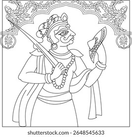 	
decoração que adorna um portão da casa. Pintura de parede tradicional de Rajasthani. Para a cerimônia de casamento. Índia.	
