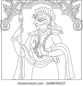 	
decoração que adorna um portão da casa. Pintura de parede tradicional de Rajasthani. Para a cerimônia de casamento. Índia.	

