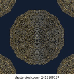 Decoration arab style mandala pattern on dark blue background.  luxury decoration mandala. Luxurious mandala ornament background with golden pattern. luxurious golden mandala vector.
