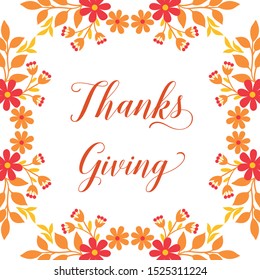 Decoration of autumn leaf flower frame, for beautiful card thanksgiving. Vector