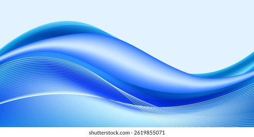 Decoration background, bright blue waving motion.