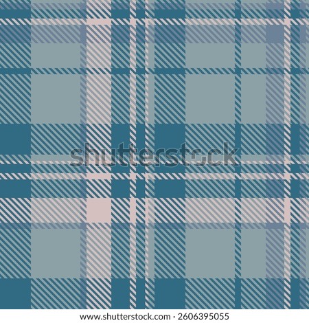 Decoration background pattern fabric, irish check plaid textile. Table cloth vector tartan seamless texture in pastel and cyan colors palette.