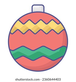 Decoration Ball Icon in Colored Outline Style