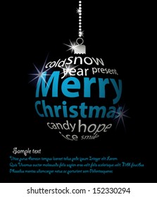 Decoration ball made from words which relate with Christmas
