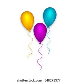 Decoration balloon set pink yellow blue. Happy birthday party background design element. Vector illustration
