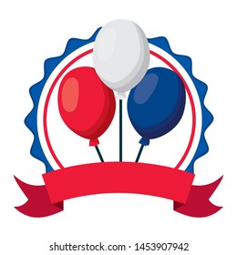 decoration balloons happy bastille day flat design vector illustration