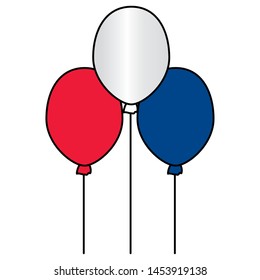 decoration balloons happy bastille day flat design vector illustration