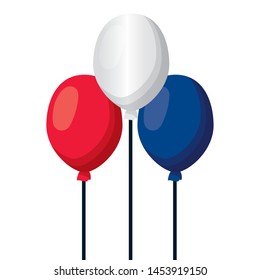 decoration balloons happy bastille day flat design vector illustration