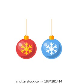Decoration balls, christmas tree decoration balls vector illustration, isolated on white background