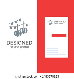 Decoration, Balls, Hanging, Lantern Grey Logo Design and Business Card Template