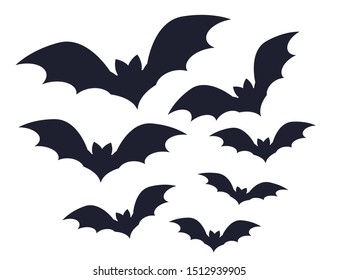 decoration bat set collection haloween isolated on white