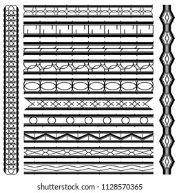 Decoration black and white seamless lines and border elements. Retro monogram style. Element lines for presentation, menu, frame, sticker printable, line divider, line ornament and background.