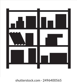 Decoration bookshelf furniture book -high quality black style vector icons