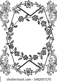 Decoration Border Flower Frame Black White Stock Vector (Royalty Free ...