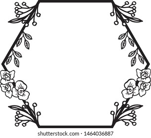 Decoration border leaf floral frame, on white background. Vector