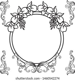 Decoration border pattern art flower frame and leaves. Vector