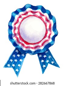Decoration bow for usa independence day. Watercolor drawing.